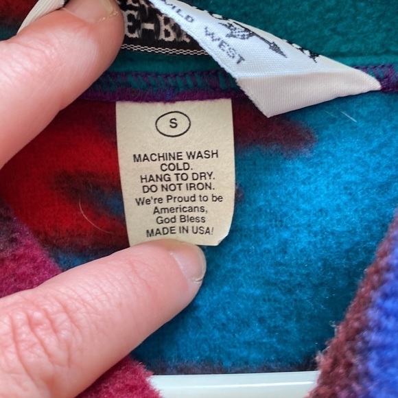 Vintage Little Big Horn Shirt Co Fleece Pullover Wild West Southwest Aztec Ikat - Picture 4 of 9